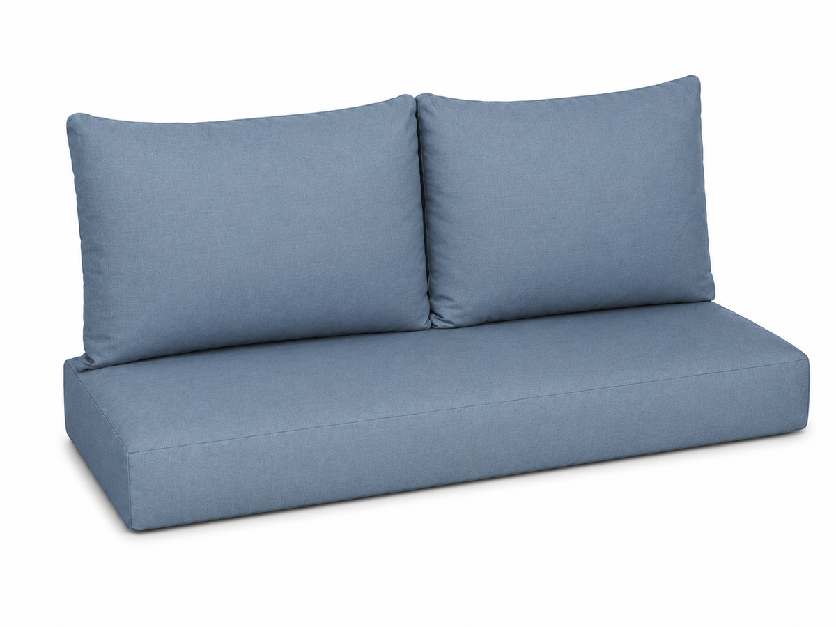 Classic Loveseat Sunbrella cushion set in Spectrum Denim
