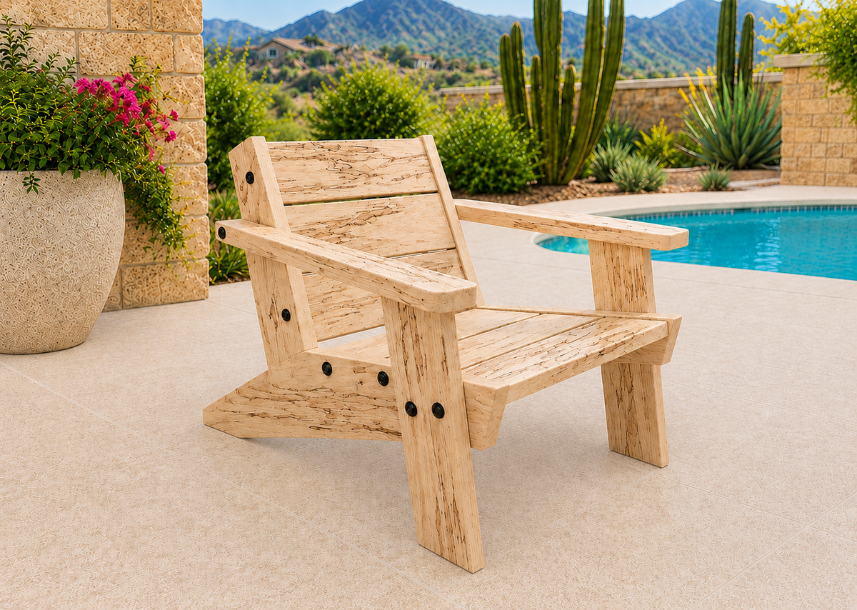 Low Boy Adirondack Chair in Ambrosia Maple with Matte Clear finish and black hardware