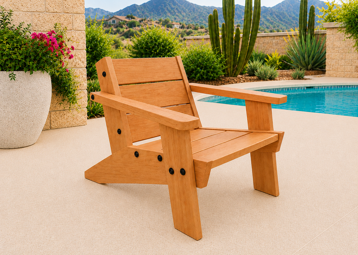 Low Boy Adirondack Chair in Cherry with Natural Satin finish and black hardware