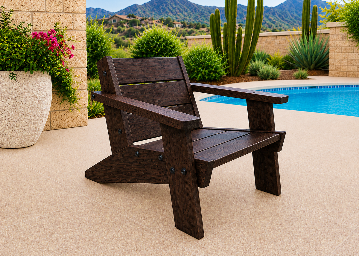 Low Boy Adirondack Chair in Wenge with Satin Clear finish and black hardware