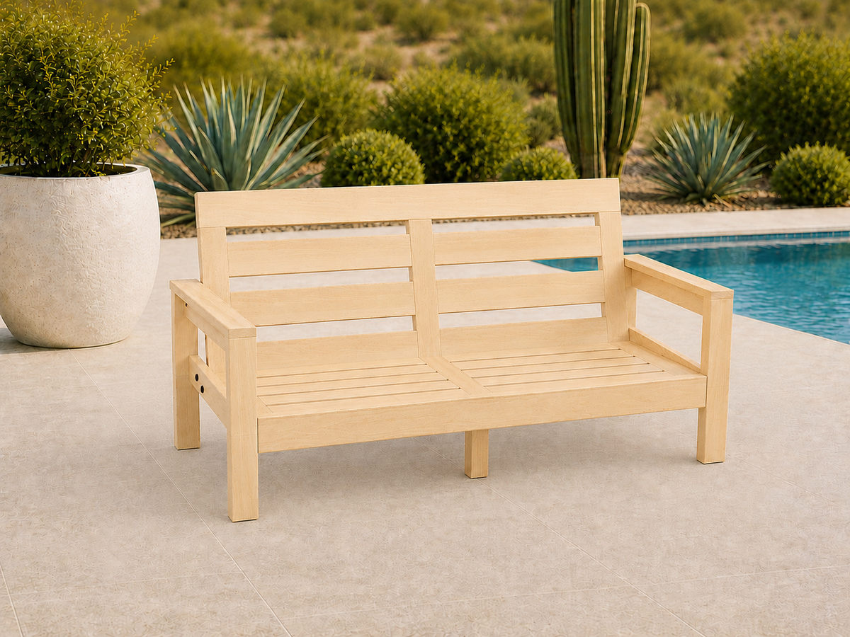 Classic Loveseat in Hard White Maple with Natural Satin finish and black hardware