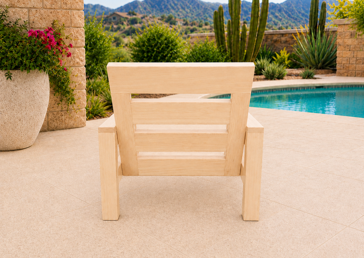Back view of the Classic Chair showing its solid-hardwood frame and back construction.