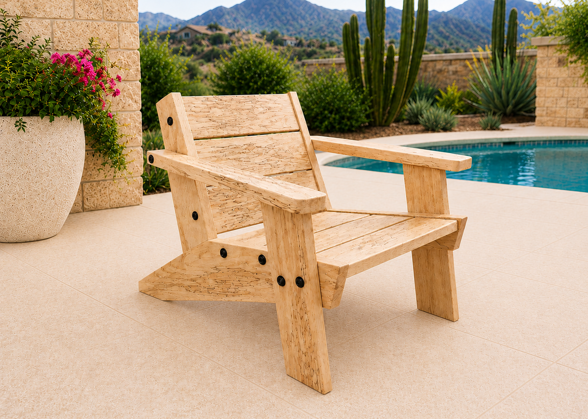 Low Boy Adirondack Chair in Ambrosia Maple with Natural Satin finish and black hardware