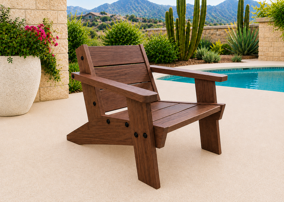 Low Boy Adirondack Chair in Black Walnut with Matte Oil finish and black hardware