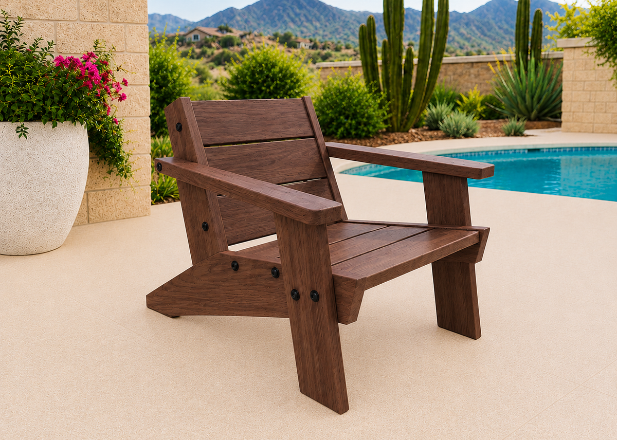 Low Boy Adirondack Chair in Black Walnut with Natural Satin finish and black hardware