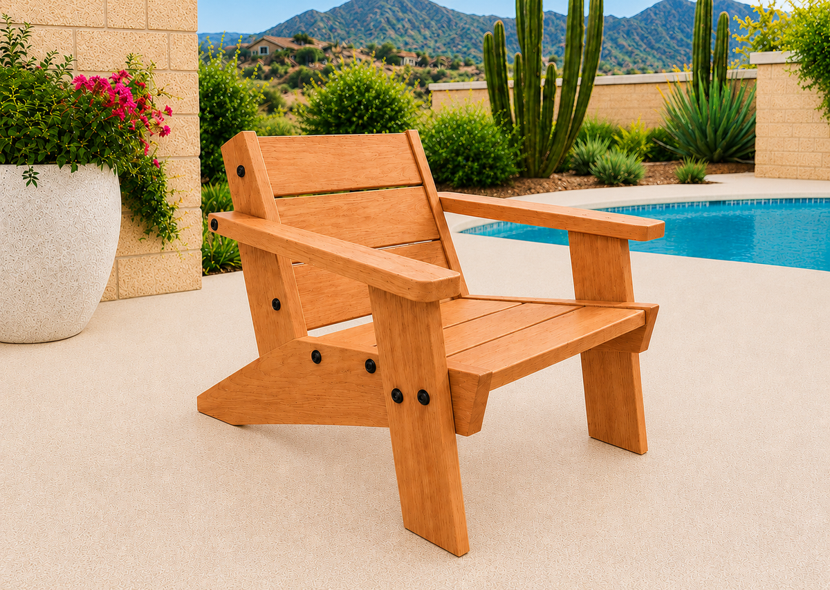 Low Boy Adirondack Chair in Cherry with Satin Oil finish and black hardware