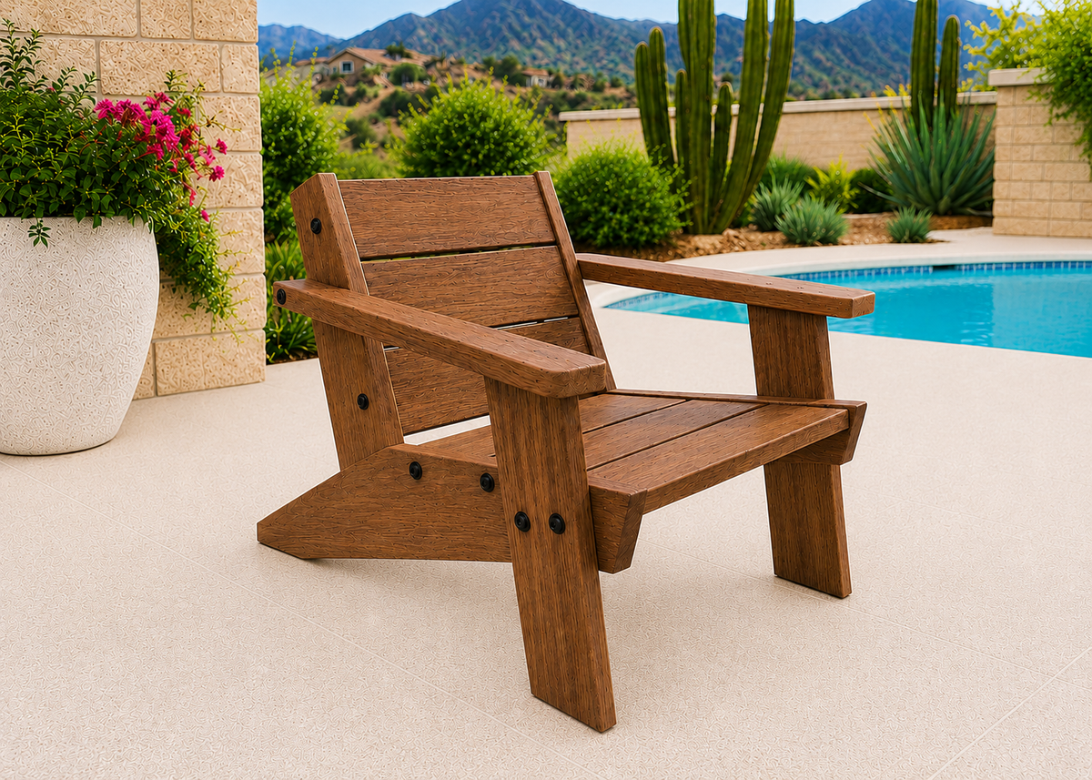 Low Boy Adirondack Chair in Mesquite with Walnut Reserve finish and black hardware