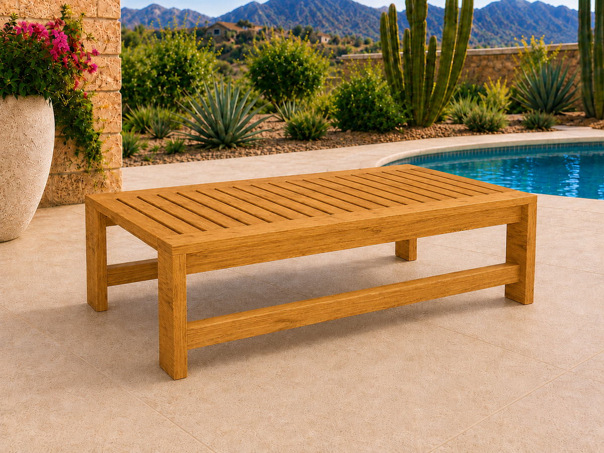 54-inch Classic Coffee Table in Teak with Satin Clear finish