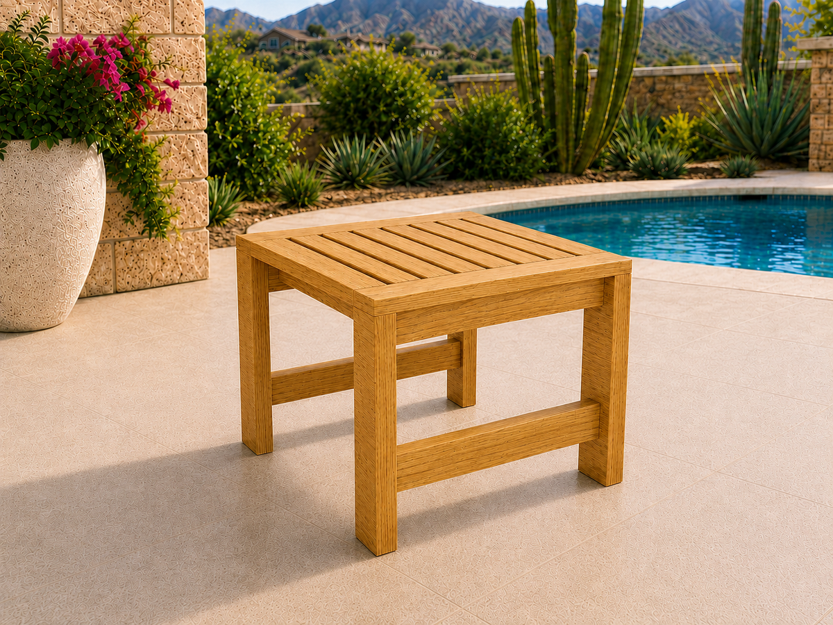 Classic End Table in Teak with Satin Clear finish